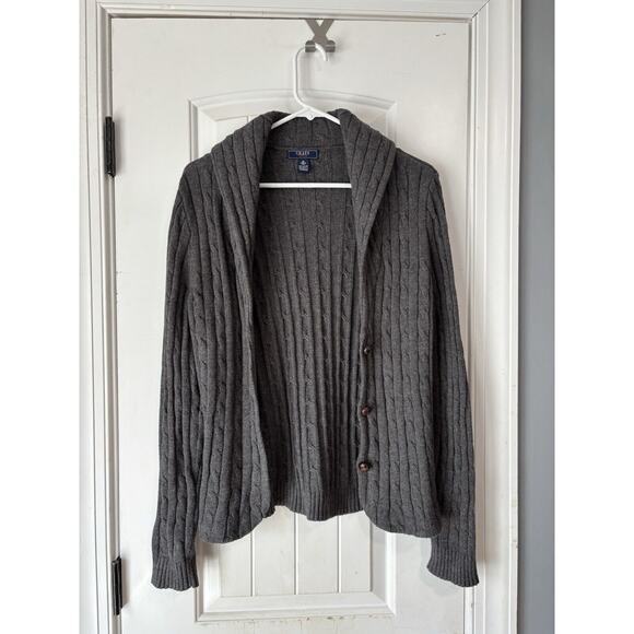 Chaps Men's Medium Cardigan Shawl Collar Button Front Sweater Steel Heat Gray - Picture 1 of 3